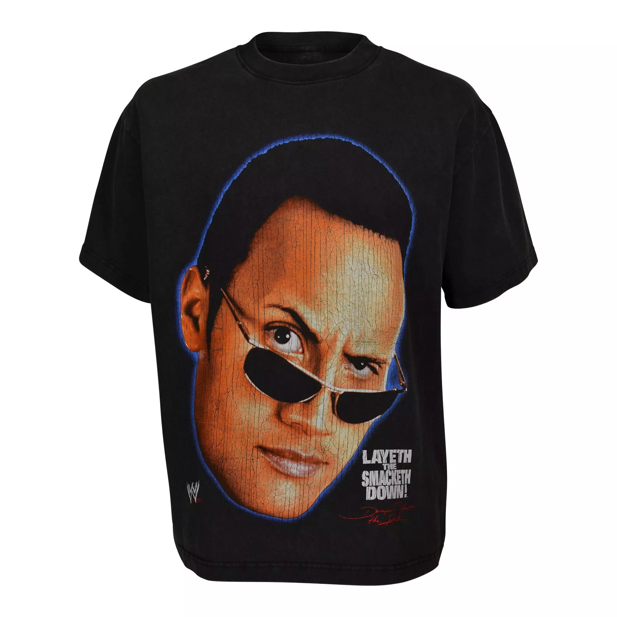 The Rock Big Head Tee Men's Washed Black | Hibbett